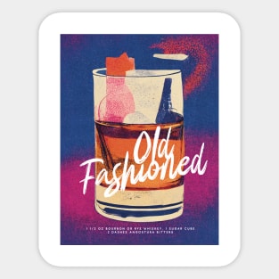 Old Fashioned Retro Poster Purple Night Bar Prints, Vintage Drinks, Recipe, Wall Art Sticker